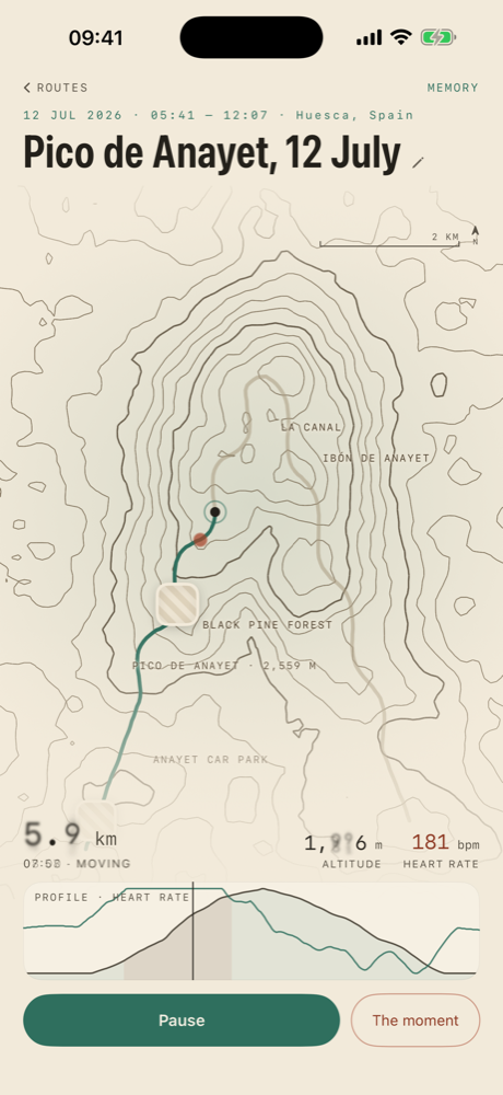 Interactive map replaying a route